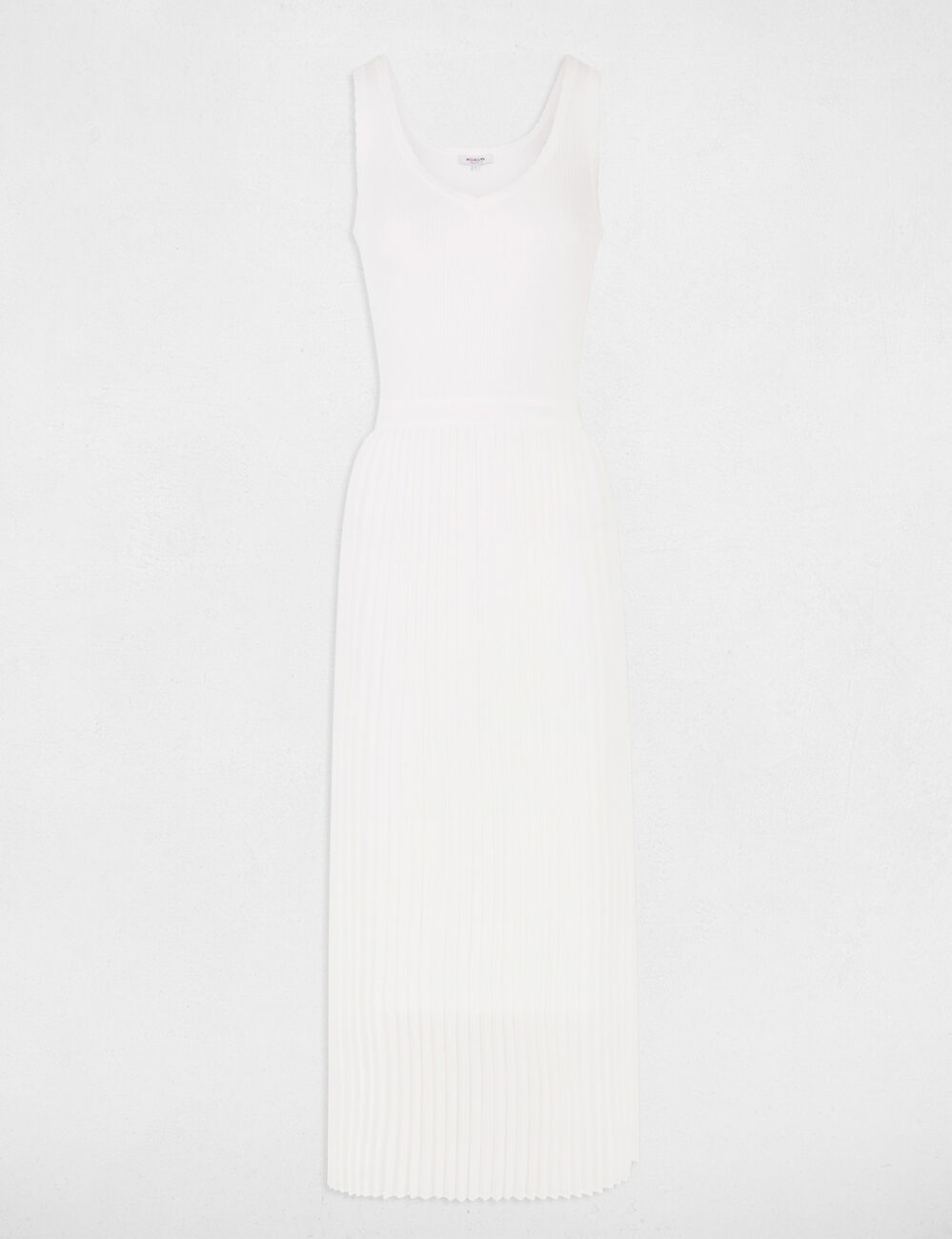 Robe tricot longue cintrée ivoire femme