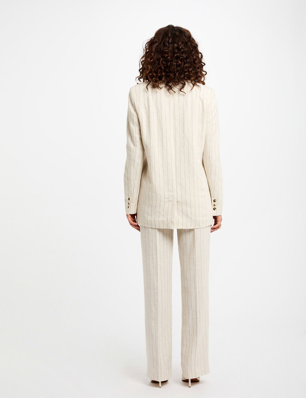 Blazer rayé beige femme