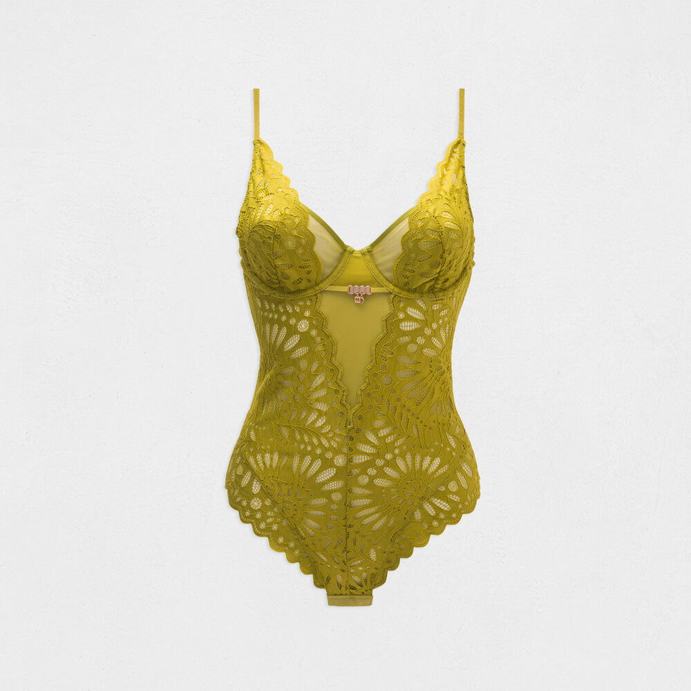 Body en dentelle vert femme