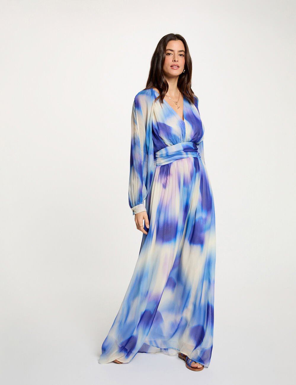 Robe fluide imprim&eacute;e multicolore femme
