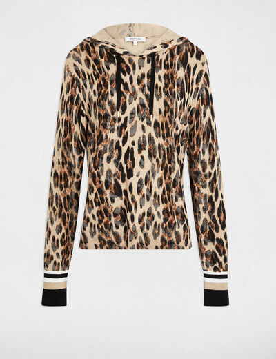 Pull droit &agrave; capuche multicolore femme