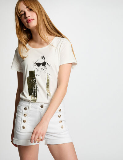T-shirt mit Aufschrift weiss damen