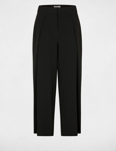Pantalon taille haute large noir femme