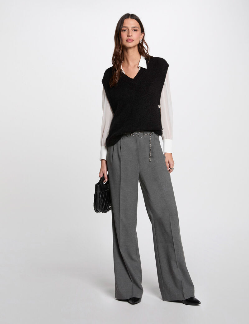 Ärmelloser Pullover schwarz damen