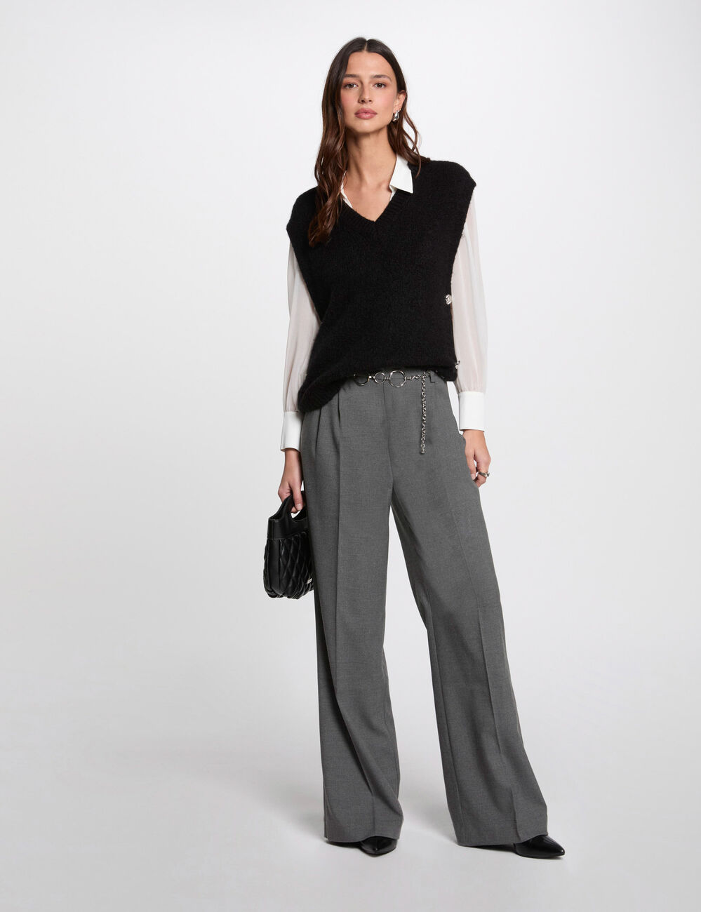 Ärmelloser Pullover schwarz damen