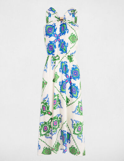 Robe midi trapèze imprimée multicolore femme