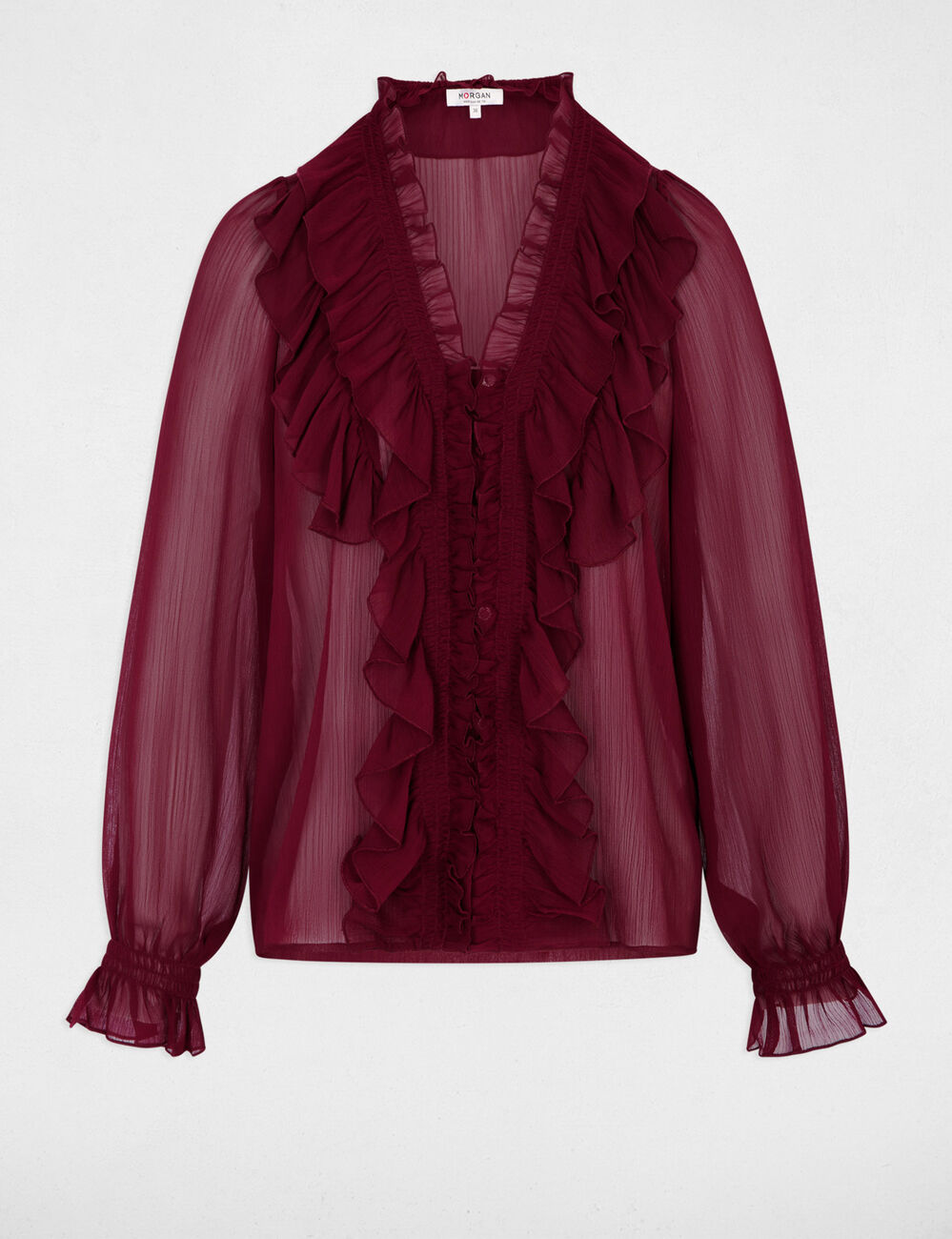 Flie&szlig;endes Hemd mit V-Ausschnitt bordeaux damen