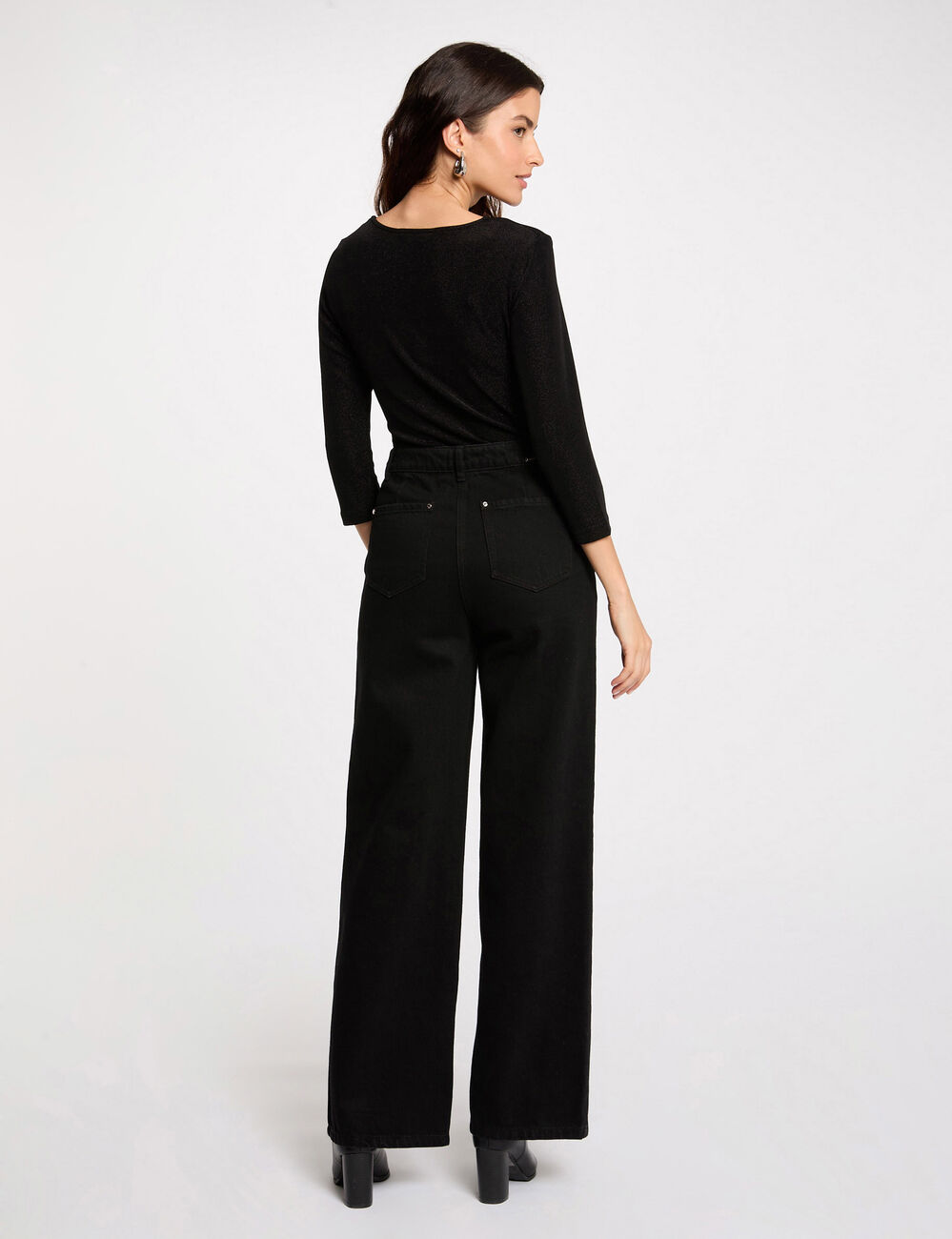 T-shirt manches 3/4 noir femme