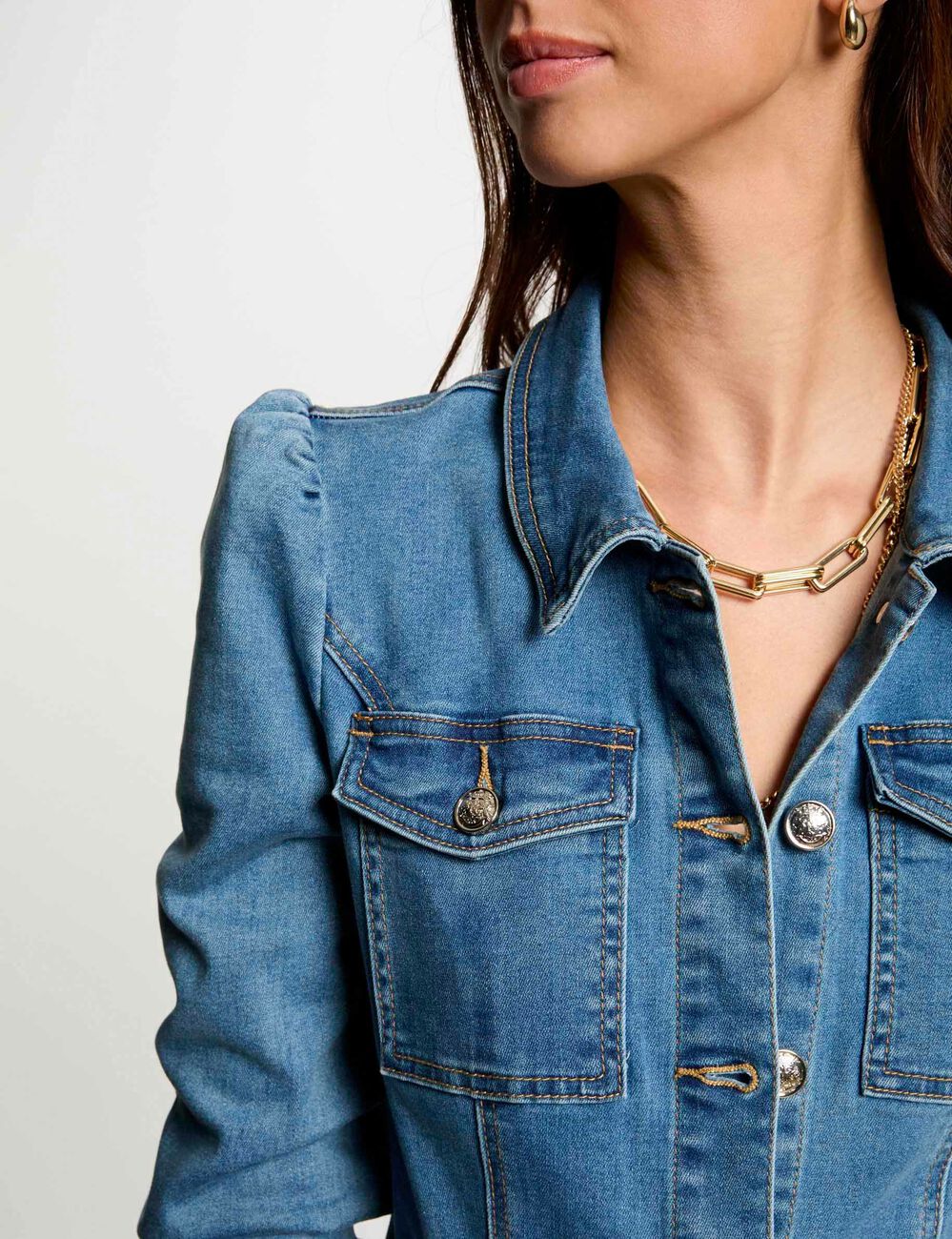 Langer Jumpsuit aus Jeansstoff stone denim damen
