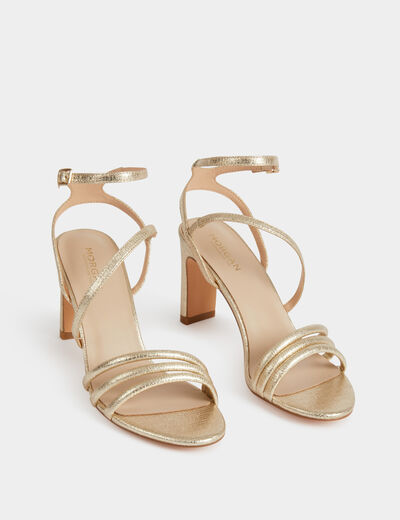 Sandales à talons jaune or femme