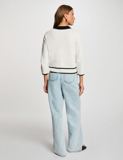 Gilet manches 3/4 blanc femme