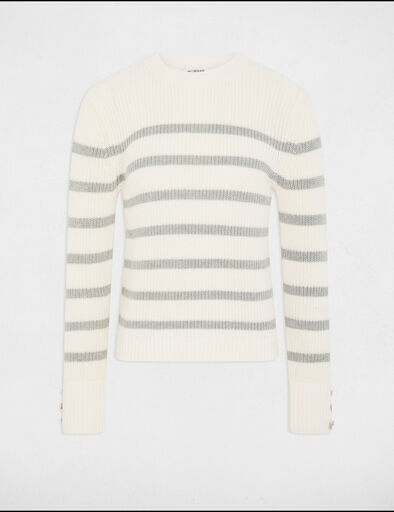 rundhals pullover mit streifen elfenbein damen Rundhals-Pullover mit Streifen elfenbein damen