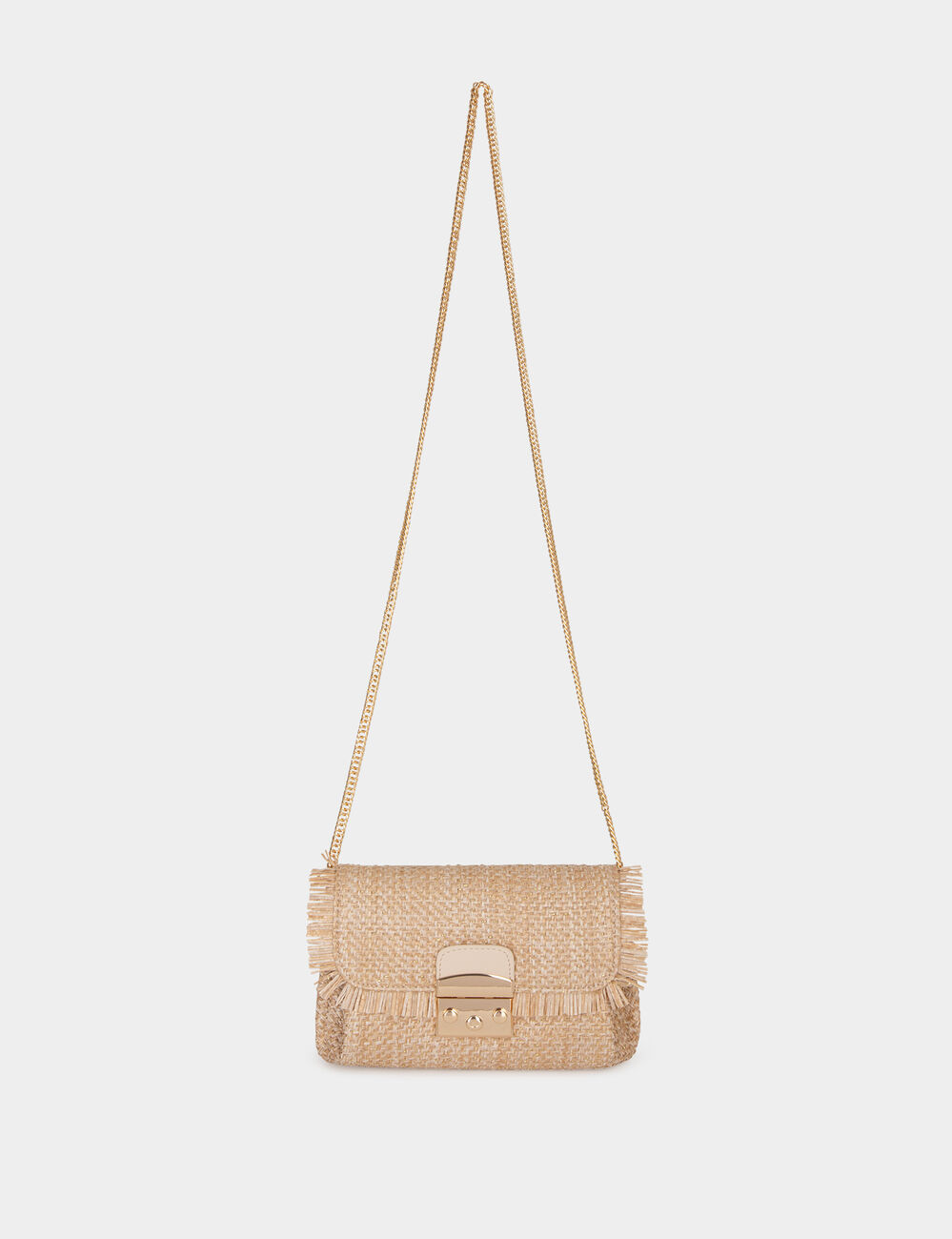 Geflochtene Tasche mit Fransen sandfarben damen