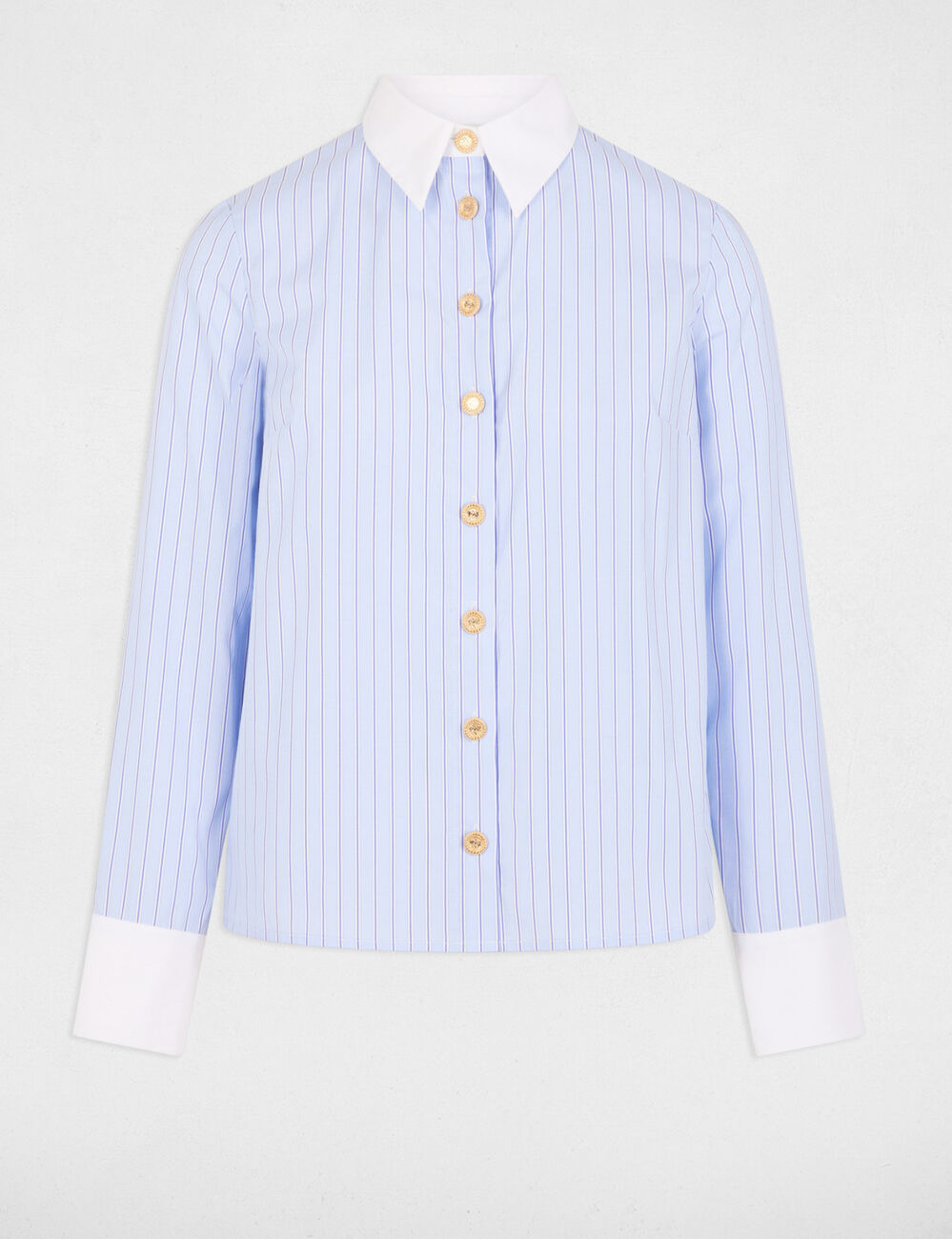 Chemise manches longues ray�e bleu ciel femme