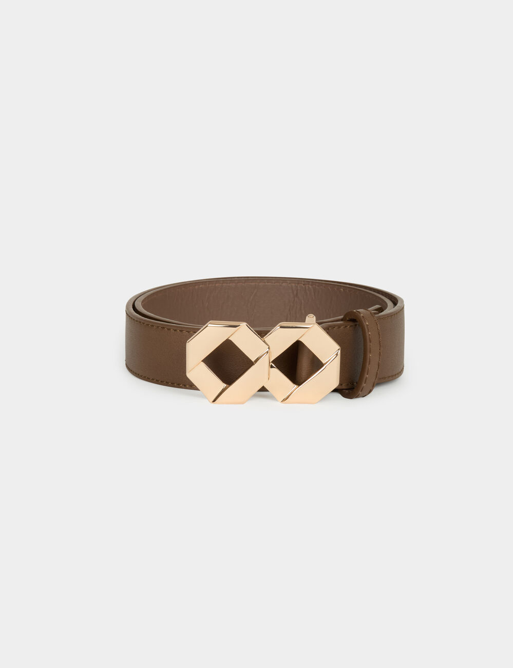 Schmaler G&uuml;rtel aus Kunstleder marron clair damen