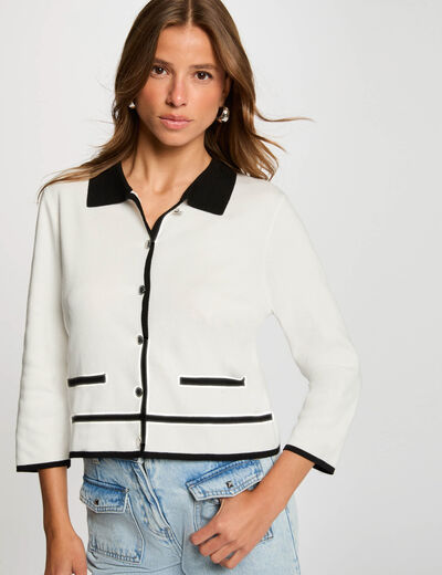 Gilet manches 3/4 blanc femme