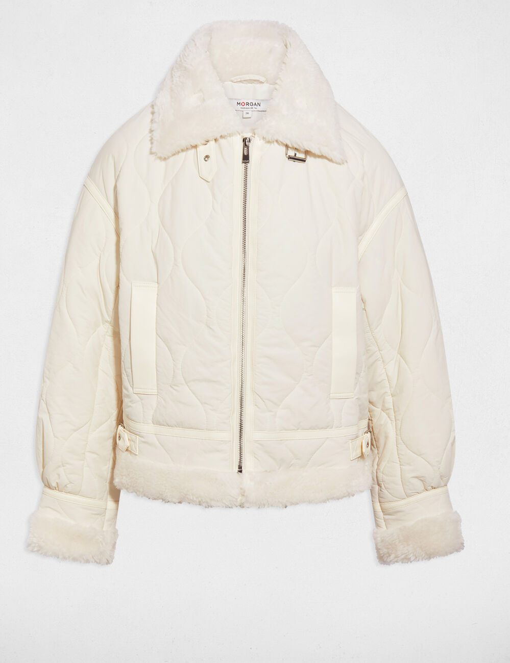 Doudoune courte ajust&eacute;e ivoire femme