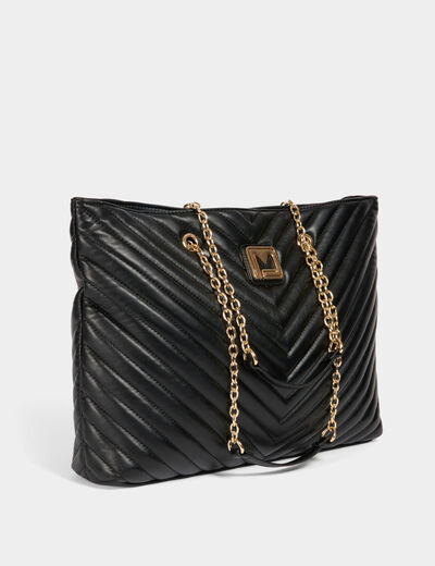 Sac cabas matelassé noir femme