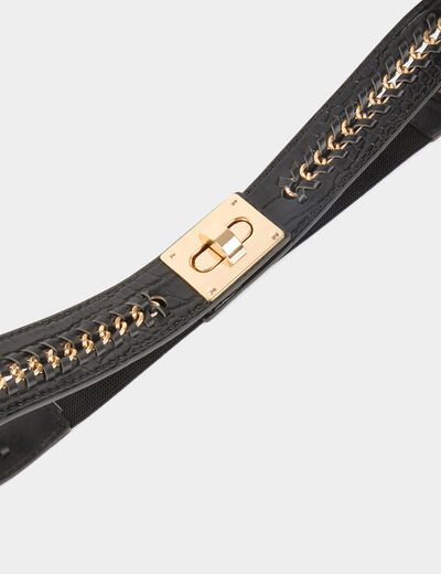 Breiter elastischer Gürtel schwarz damen
