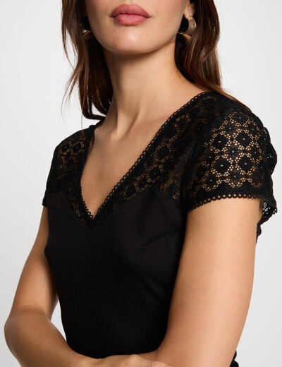 Kurzarm-T-Shirt schwarz damen