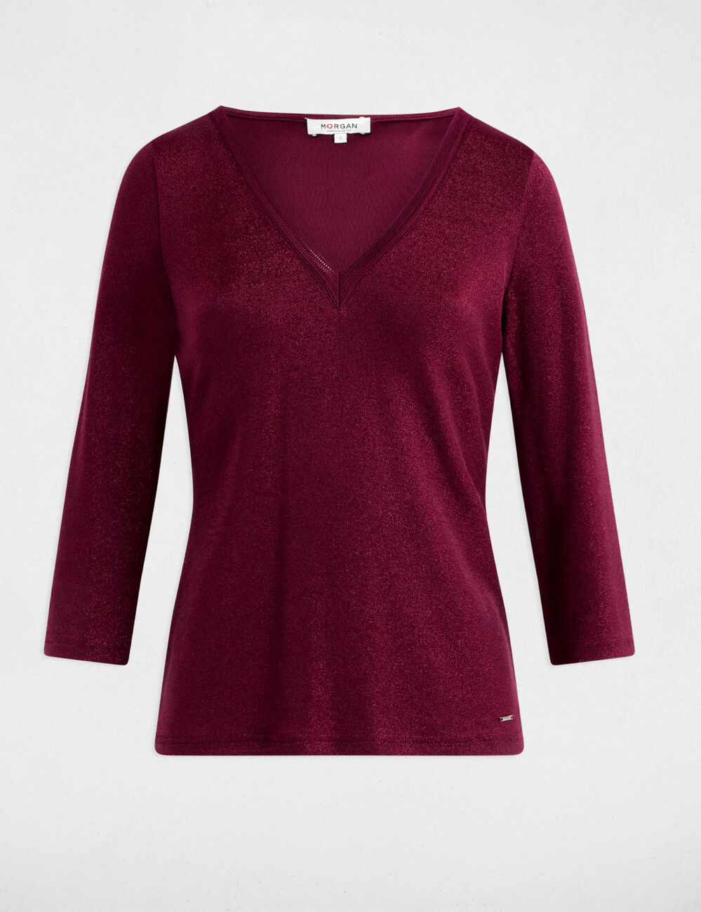 T-shirt manches 3/4 prune femme