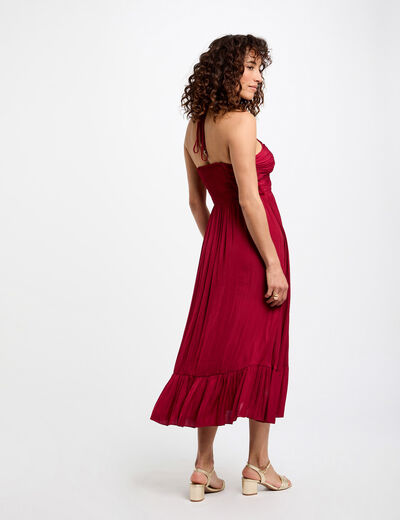 Gerades Midikleid in Satin-Optik dunkelrot damen