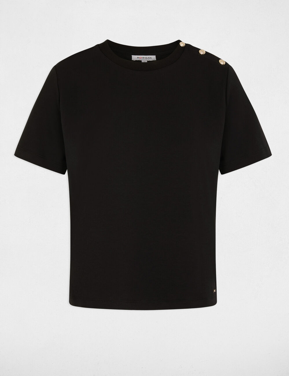 T-Shirt mit Rundhalsausschnitt schwarz damen