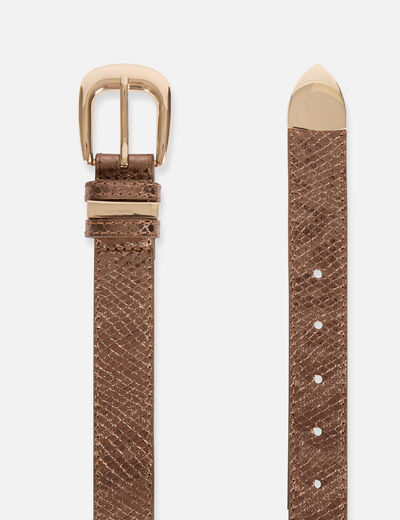 Ceinture effet animalier couleur cuivre femme