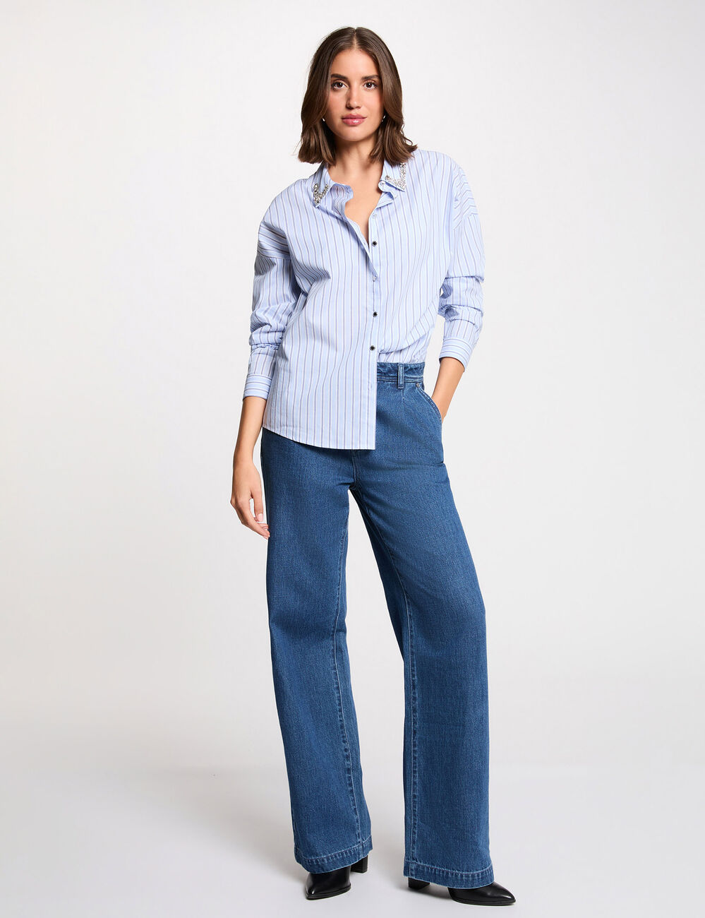 Oversize-Hemd mit Streifen mehrfarbig damen