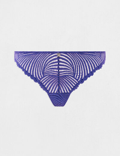 Tanga en dentelle bleu marine femme