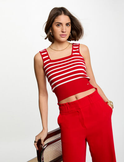 Feinstrick-Top mit breiten Trägern rot damen