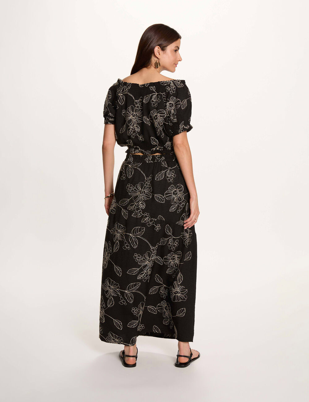 Jupe longue taille haute noir femme