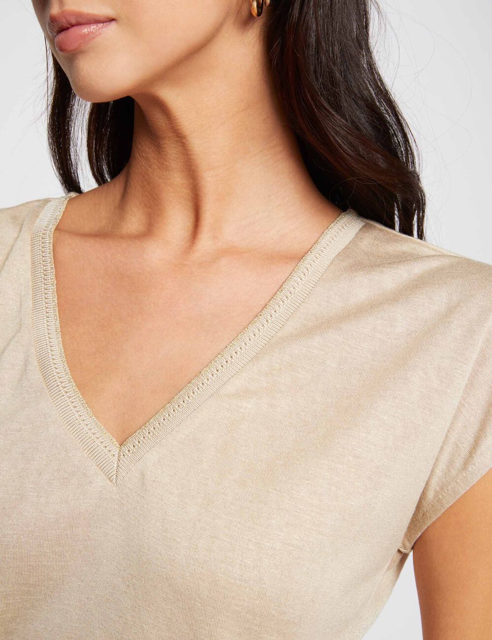 Kurzarm-T-Shirt sandfarben damen