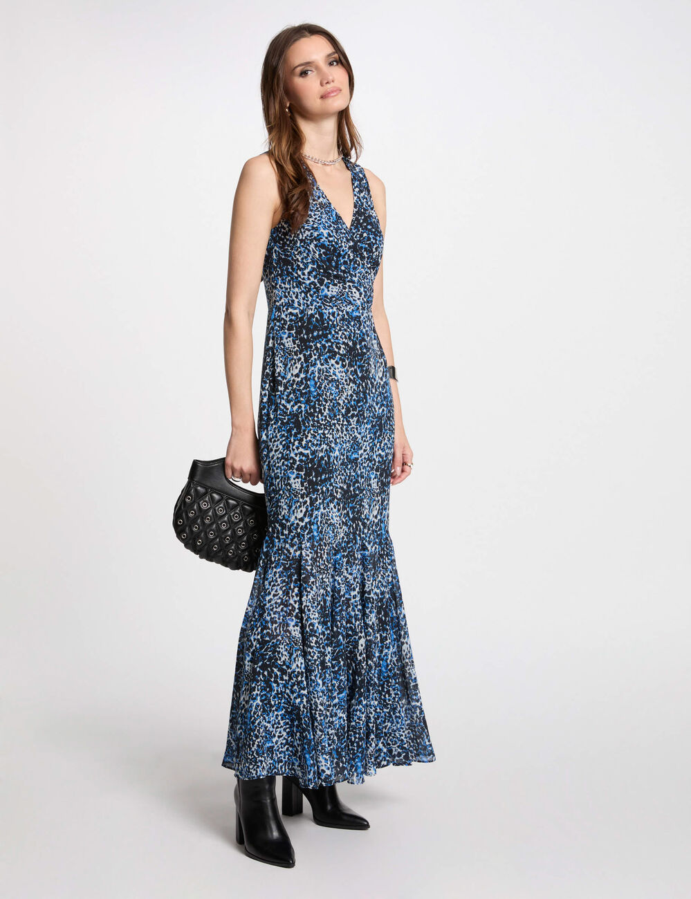Langes, gerades Kleid mit Print mehrfarbig damen