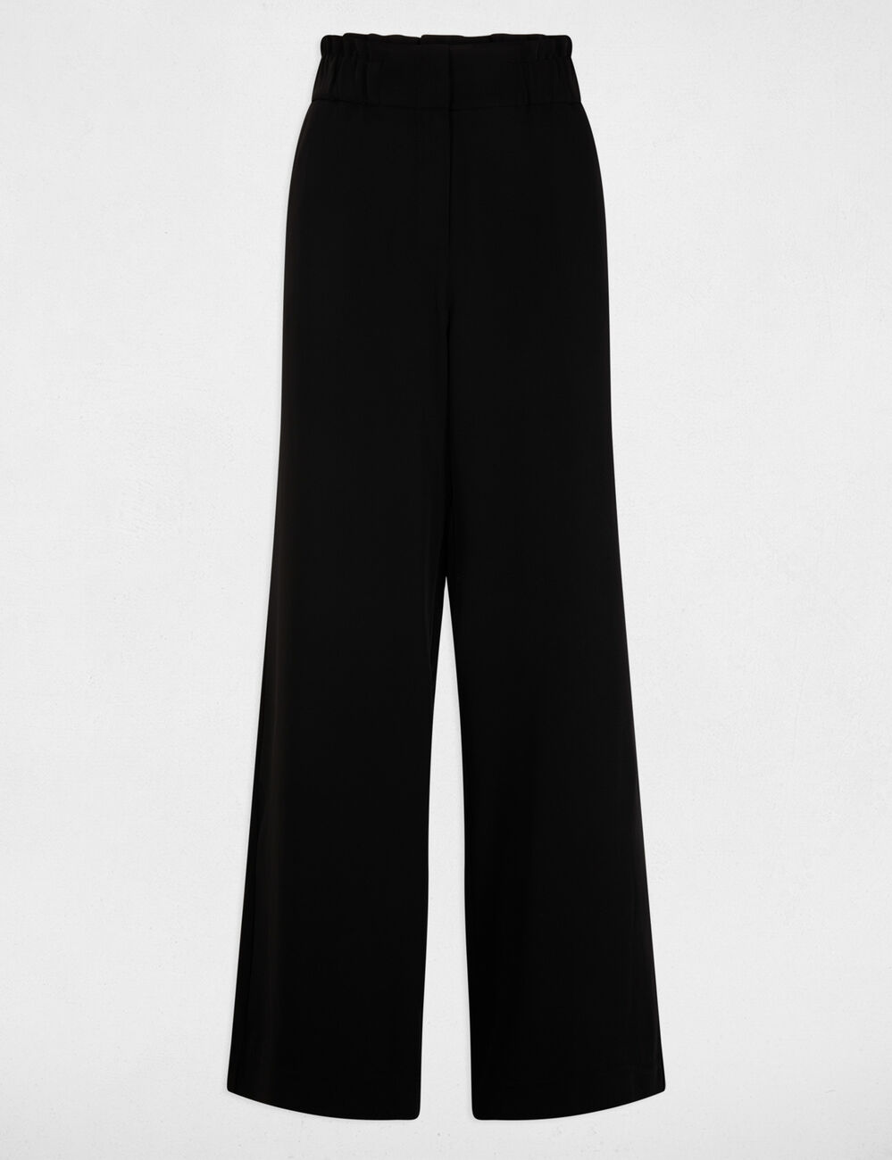 Pantalon large taille haute noir femme
