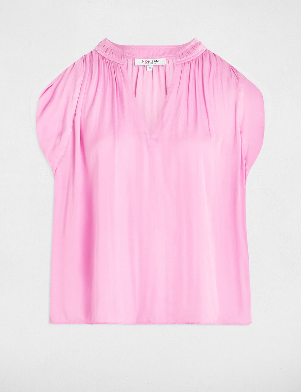 Kurzarm Satinbluse rosa damen
