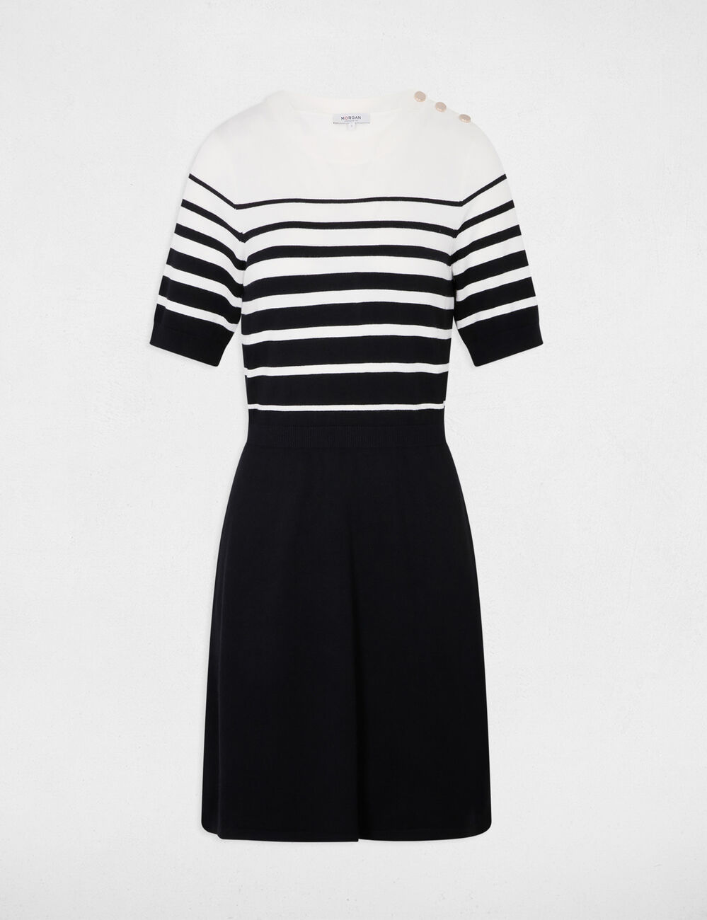 Kurzes, tailliertes Strickkleid schwarz damen