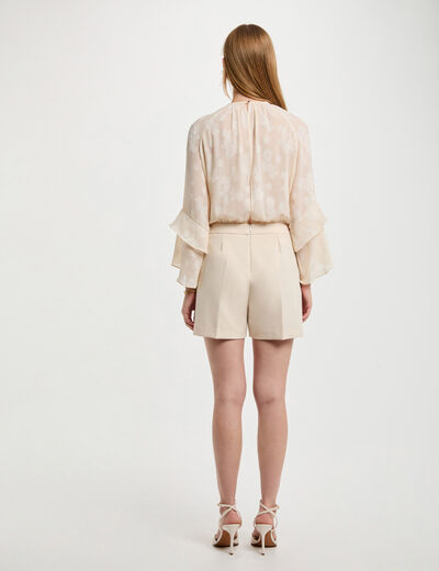 Combishort à volants creme femme