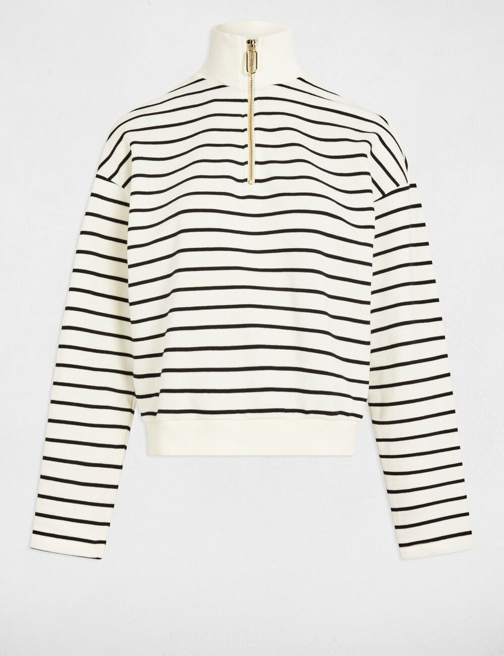Sweat manches longues rayé blanc femme