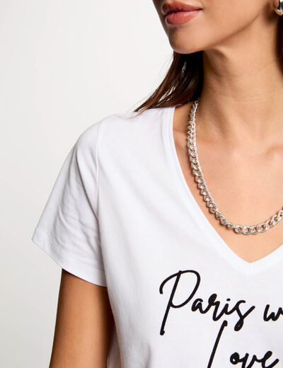 T-Shirt mit Aufschrift weiss damen