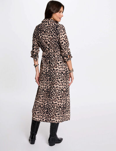 Robe longue ajustée imprimée multicolore femme