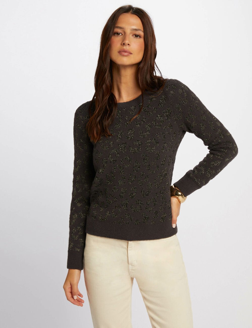Pullover mit Rundhalsausschnitt anthrazitgrau damen