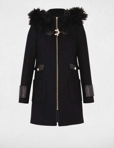 manteau details simili cuir noir femme Manteau détails simili cuir noir femme