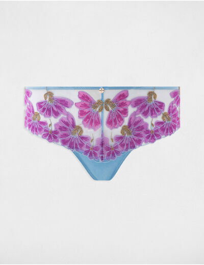 Shorty en dentelle bleu femme