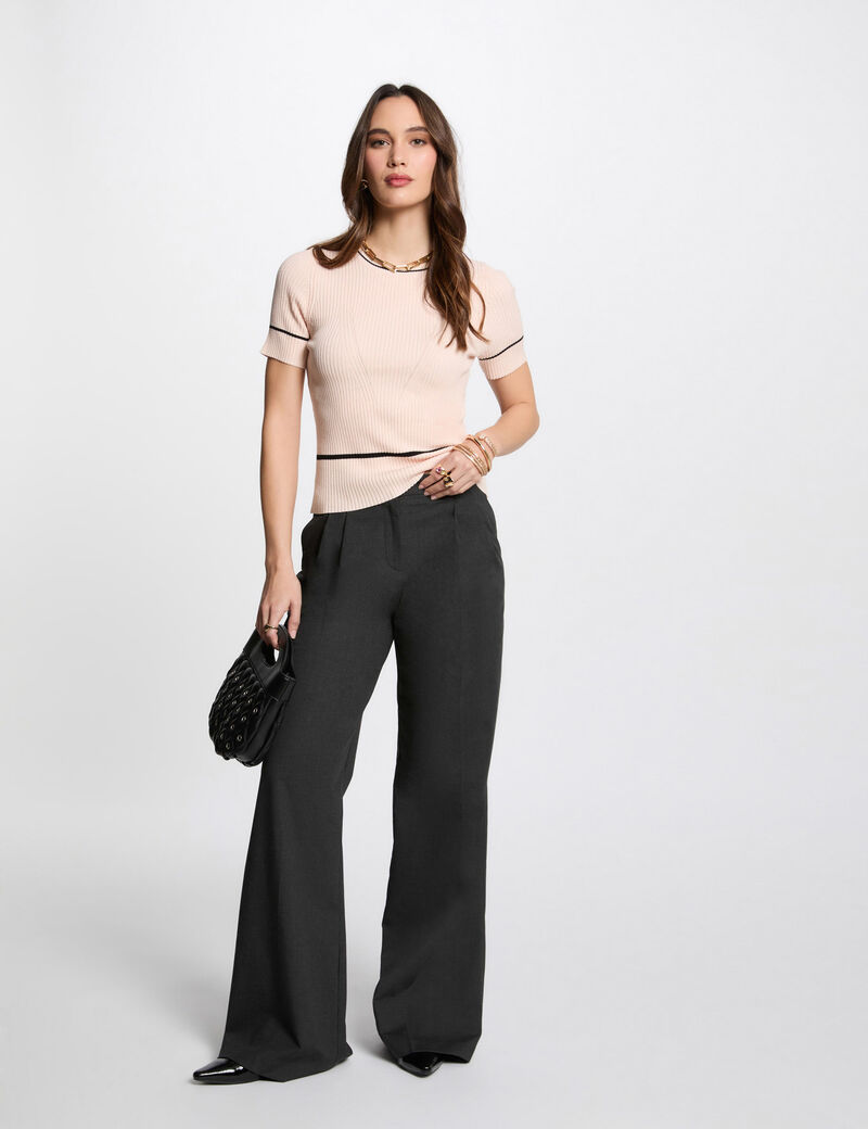 Kurzärmeliger Pullover hellrosa damen
