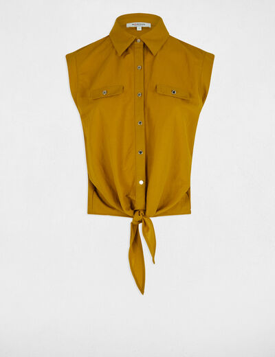 Blouse sans manches jaune moutarde femme