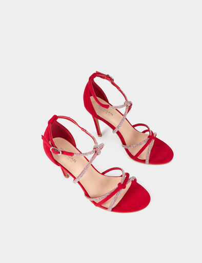 absatzsandalen mit strass riemchen rot damen Absatzsandalen mit Strass-Riemchen rot damen