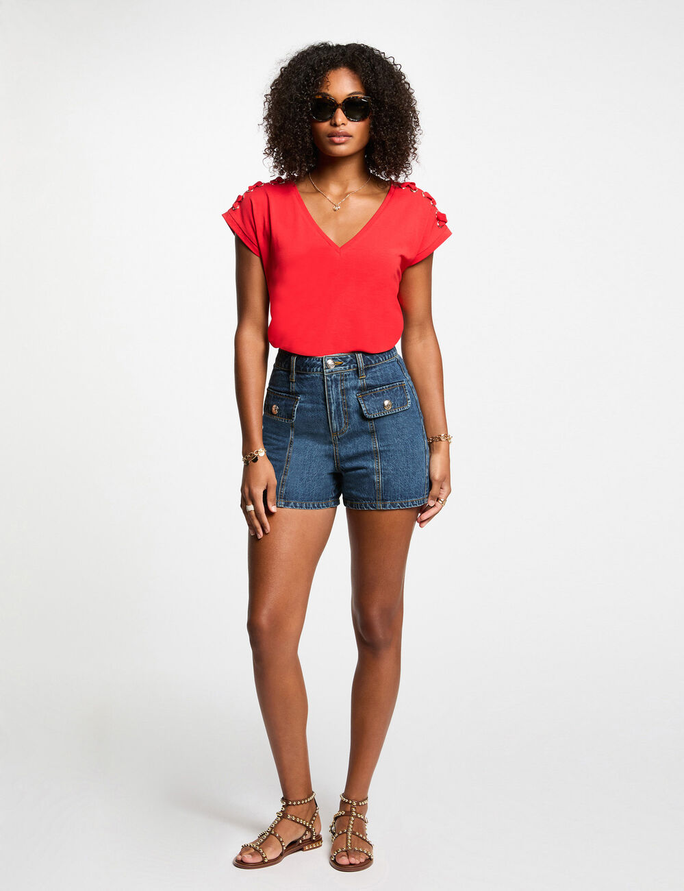 T-shirt manches courtes rouge femme