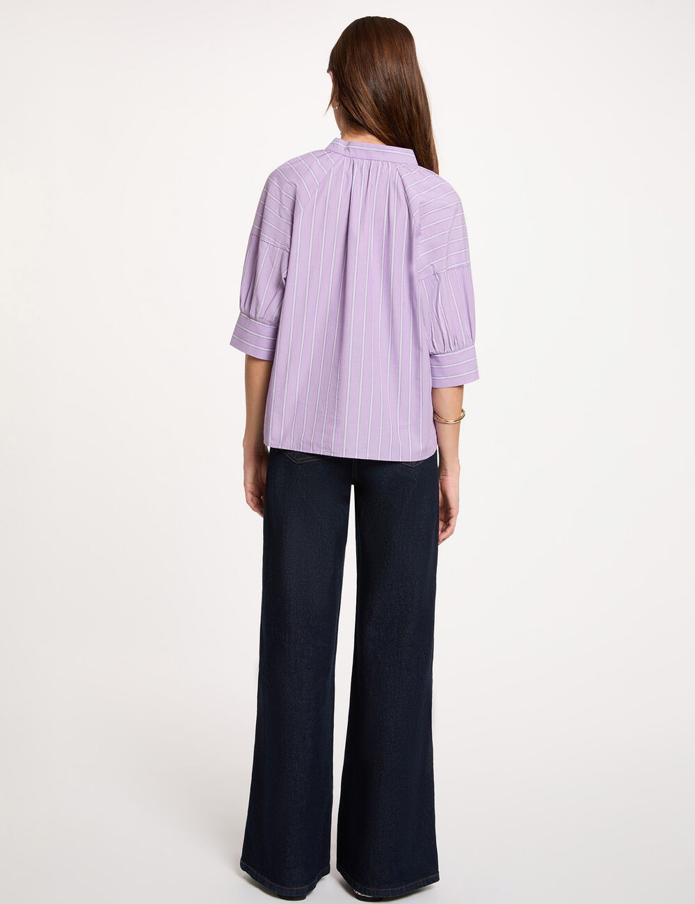 Gestreifte Bluse mit V-Ausschnitt mehrfarbig damen