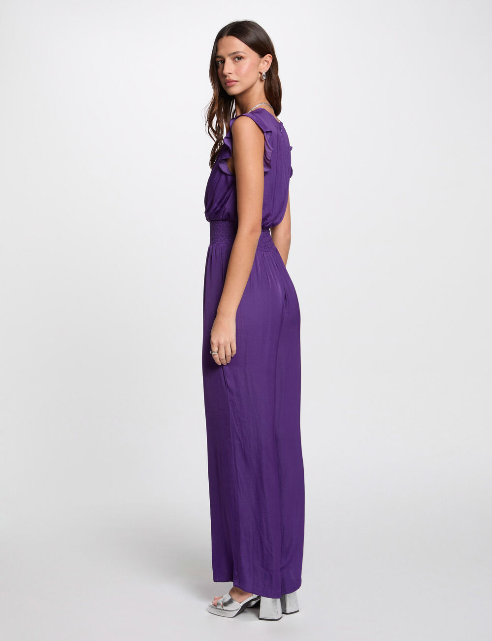 Langer, fließender Jumpsuit violett damen